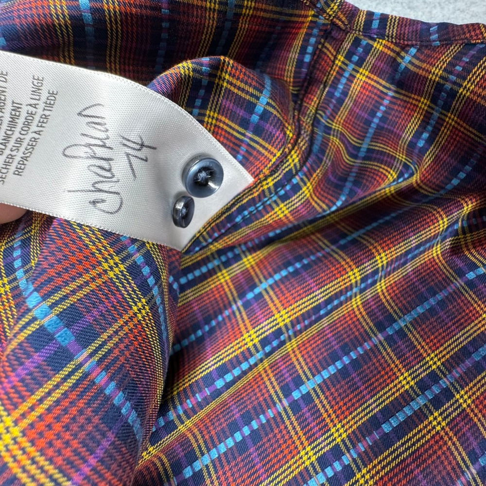 Robert Graham Flip Cuff Shirt Mens L Red Blue Plaid Cotton Long Sleeve - Picture 8 of 9